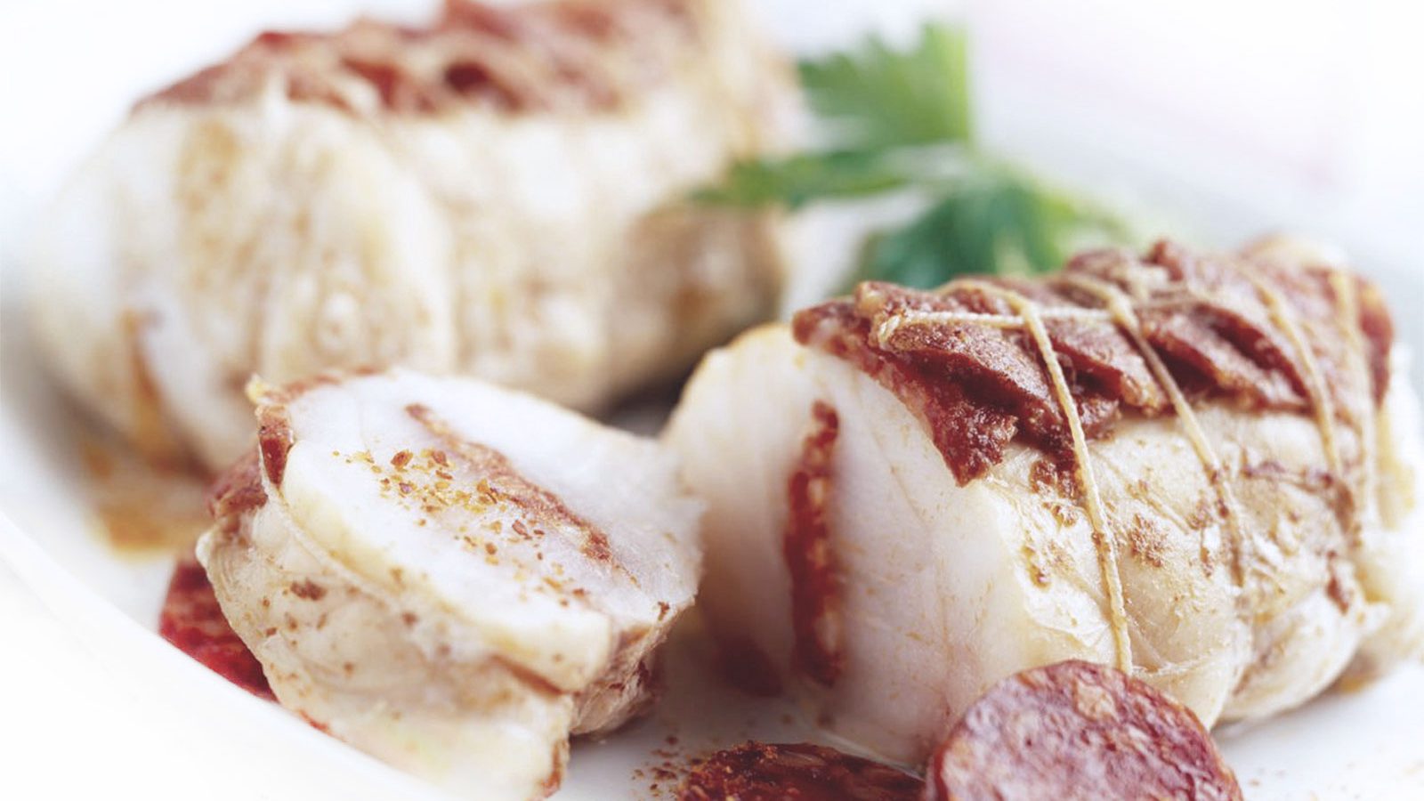 Monkfish lightly topped with butter, garlic and parsley